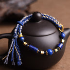 Fortune Jewel Handmade Natural Lazurite Bead Positive Rope Bracelet