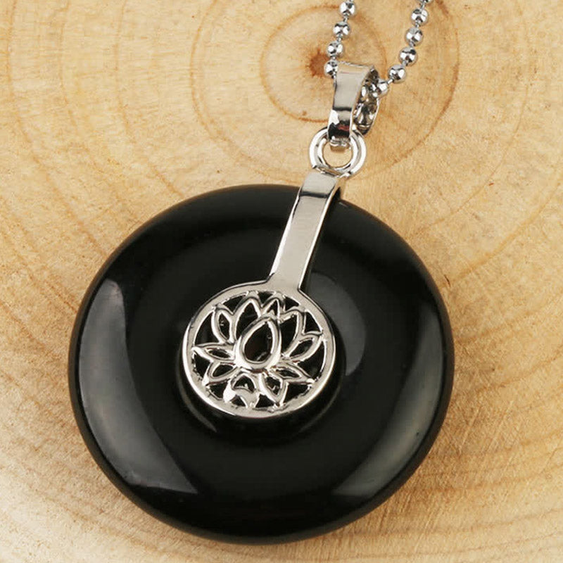 Fortune Jewel Various Crystal Amethyst Pink Crystal Lotus Healing Necklace Pendant