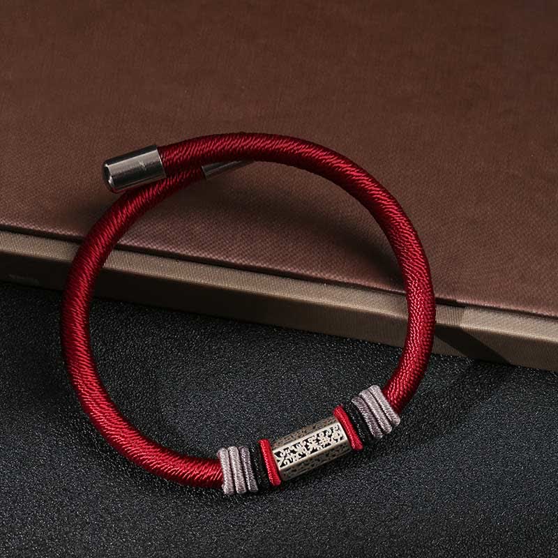 Fortune Jewel 925 Sterling Silver Om Mani Padme Hum Peace Red String Bracelet