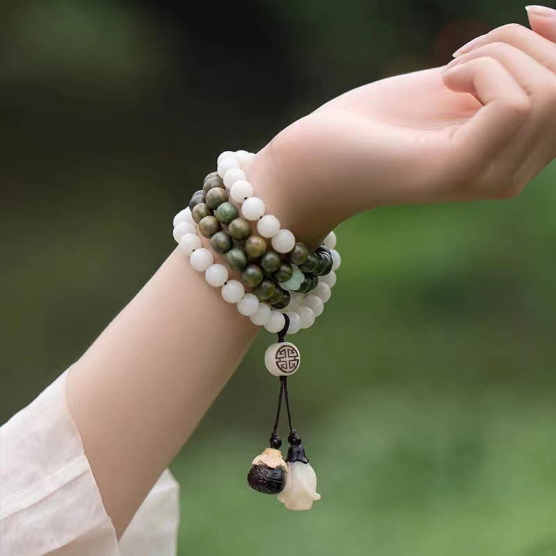 Fortune Jewel Natural Green Sandalwood Bodhi Seed Soothing Bracelet