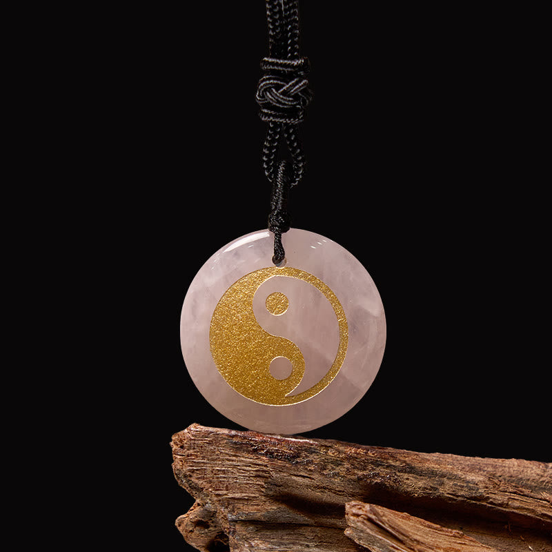 Fortune Jewel Various Crystal Amethyst Tiger Eye Green Aventurine Yin Yang Spiritual Necklace Pendant