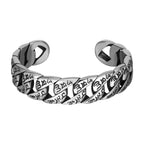 Fortune Jewel Tibetan Om Mani Padme Hum Mantra Titanium Steel Peace Cuf Bangle Bracelet