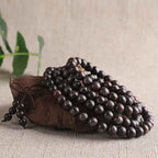 Fortune Jewel 925 Sterling Silver Inlaid Small Leaf Red Sandalwood Om Mani Padme Hum Character Auspicious Clouds Protection Bracelet