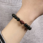 Fortune Jewel Natural Gold Sheen Obsidian Rainbow Obsidian Om Mani Padme Hum Fu Character Healing Bracelet