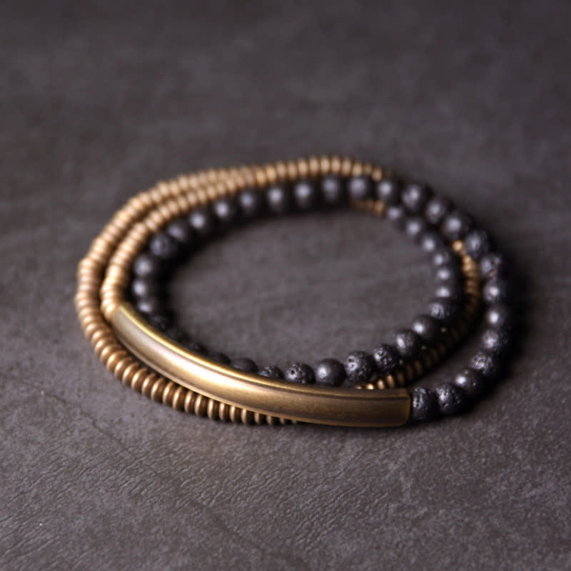 Fortune Jewel Vintage Lava Rock Copper Support Bracelet