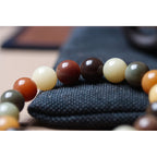 Fortune Jewel Natural Multicolored Gradient Bodhi Seed Liuli Glass Charm Peace Bracelet