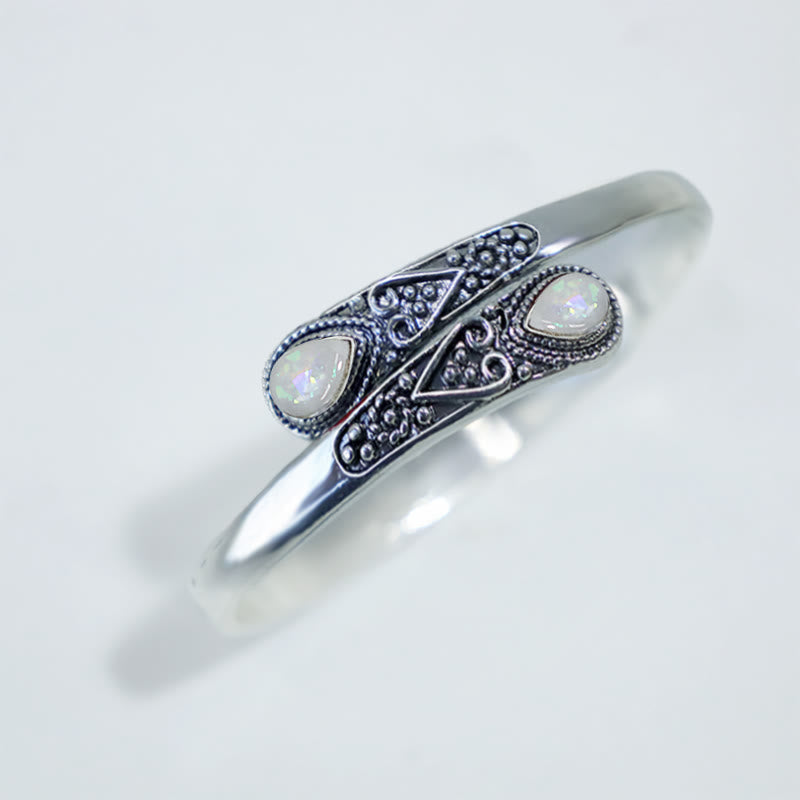 Fortune Jewel Zircon Water Drop Pattern Healing Cuff Bracelet Bangle