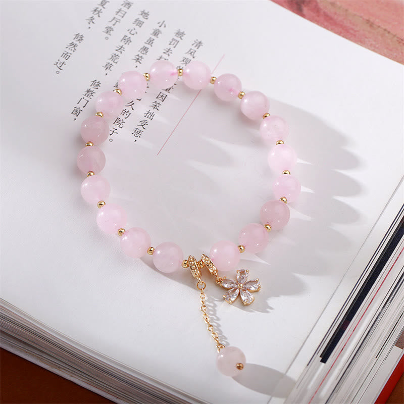 Fortune Jewel Natural Pink Crystal Plum Blossom Love Bracelet