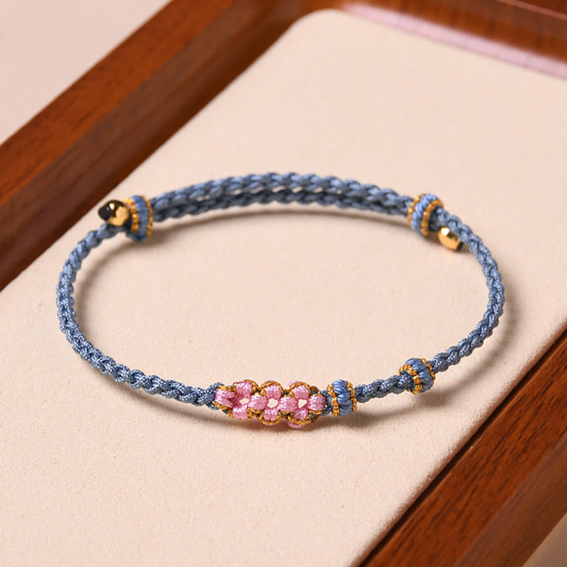 Fortune Jewel Handmade Peach Blossom Protection Braided Rope Bracelet