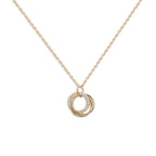 Gold Double Circle Cubic Zirconia Necklace for Women
