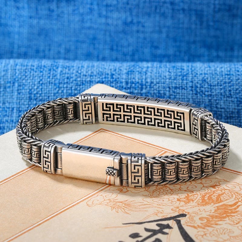 Fortune Jewel Vintage Lines Pattern Balance Rotatable Bracelet