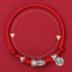 Fortune Jewel 925 Sterling Silver PiXiu Fu Character Wealth Luck Handmade Braided Bracelet