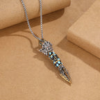 Fortune Jewel Tibet Om Mani Padme Hum Dzi Bead Dorje Vajra Pattern Wealth Rotatable Necklace Pendant