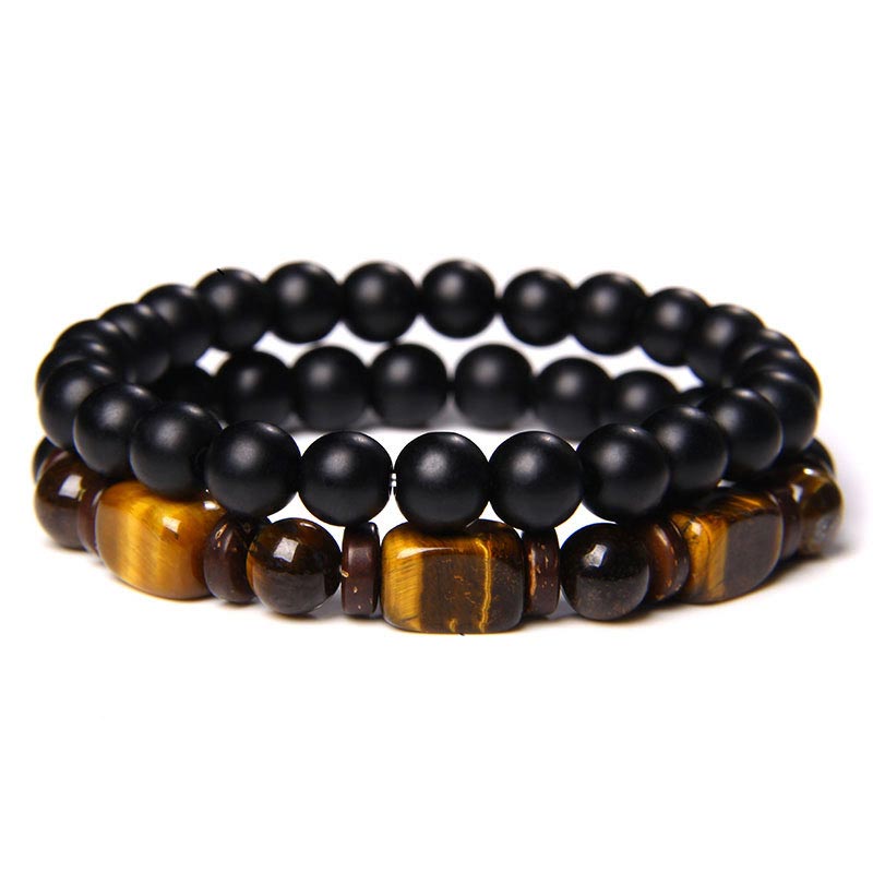 Fortune Jewel Tiger Eye Frosted Stone Hematite Courage Bracelet