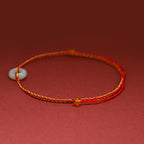 Fortune Jewel Round Peace Buckle Jade Luck Abundance Braided Bracelet Anklet