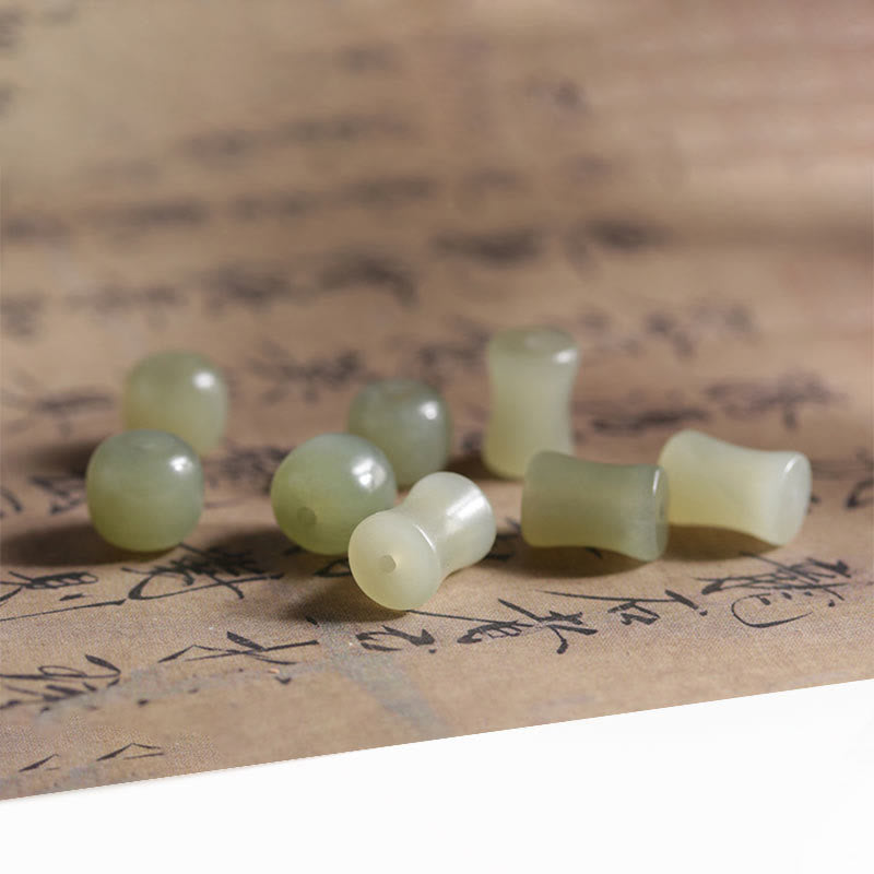 Fortune Jewel Natural Abelia Biflora Wood Hetian Jade Bamboo Bead Warding Off Evil Spirits Bracelet