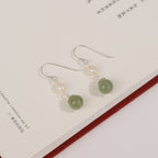 Fortune Jewel 925 Sterling Silver Natural Pearl Jade Wisdom Earrings