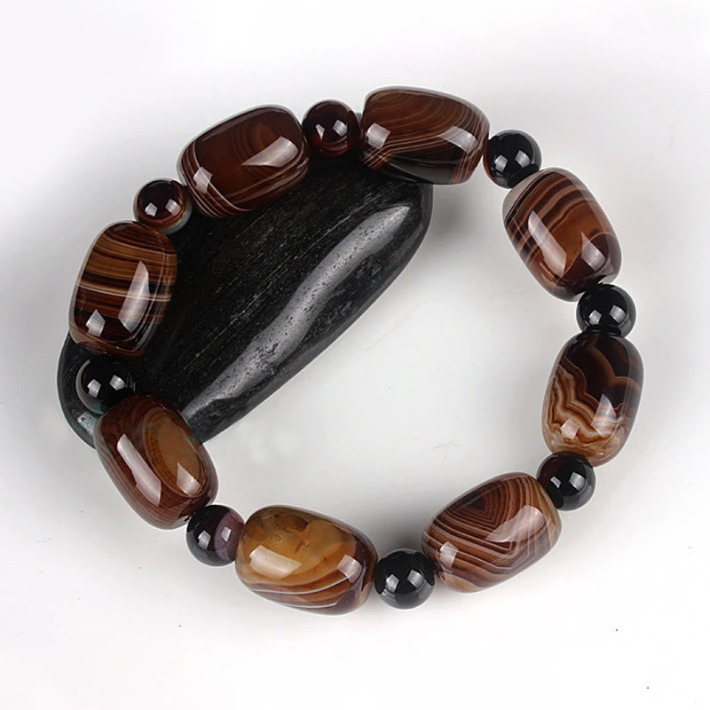 Fortune Jewel Natural Sardonyx Courage Happiness Bracelet
