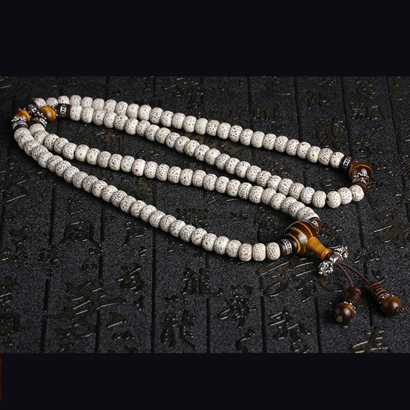 Fortune Jewel Handmade Tibetan Tiger Eye Bodhi Seed Peace Bracelet
