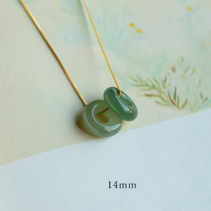 Fortune Jewel Natural Round Jade Peace Buckle Luck Abundance Necklace Pendant