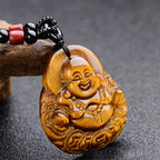 Fortune Jewel Tiger's Eye Laughing Buddha Blessing Necklace