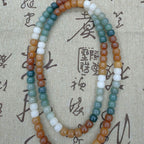 Fortune Jewel 108 Mala Beads Gradient Bodhi Seed Green Tara Buddha Engraved Peace Harmony Bracelet