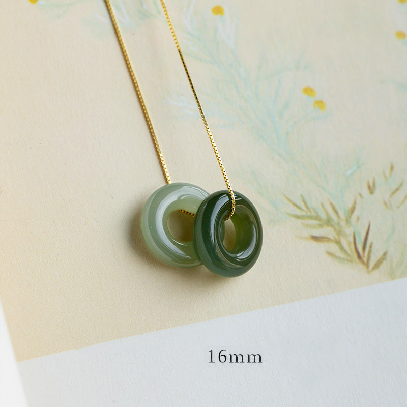 Fortune Jewel Natural Round Jade Peace Buckle Luck Abundance Necklace Pendant
