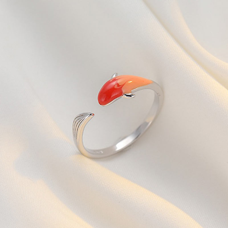 Fortune Jewel Koi Fish Copper Balance Luck Adjustable Ring
