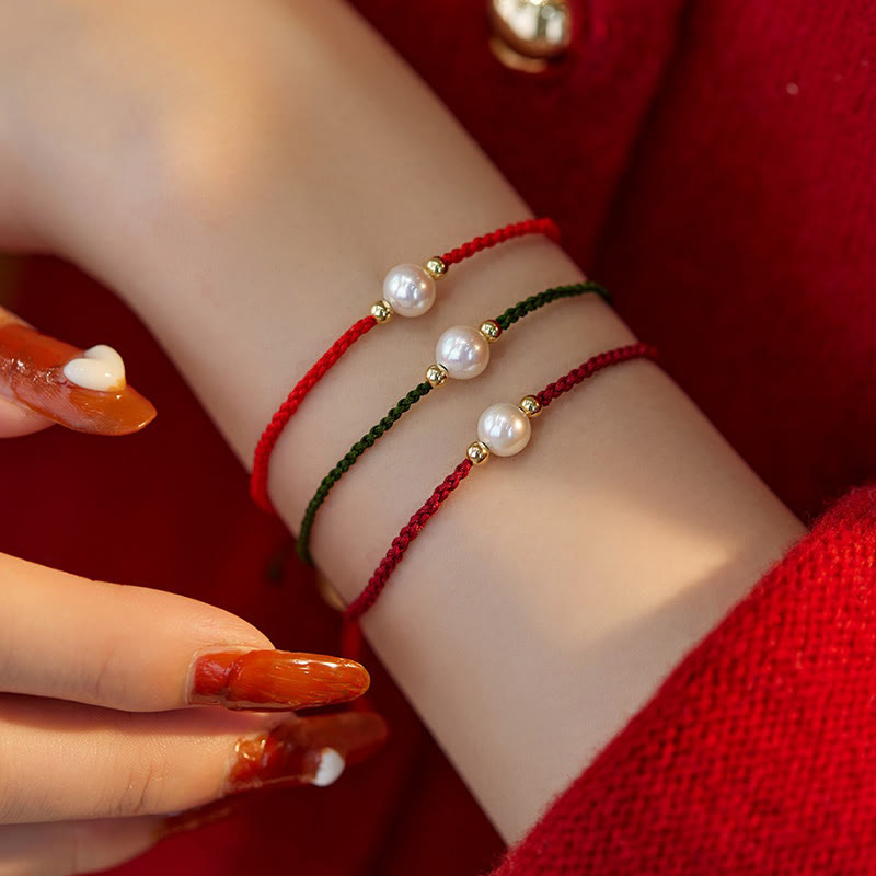 Fortune Jewel Natural Pearl Bead Luck Braid String Bracelet