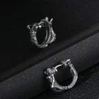Fortune Jewel 925 Sterling Silver Dragon Hoop Pattern Protection Earrings Fortune Jewel