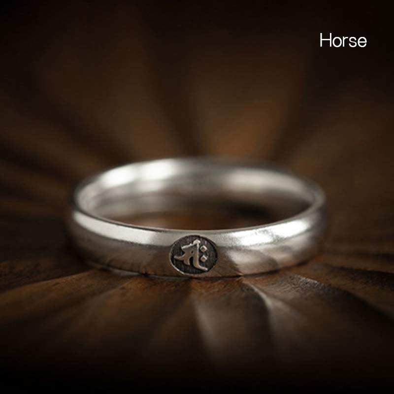 Fortune Jewel 925 Sterling Silver Chinese Zodiac Natal Buddha Blessing Couple Ring