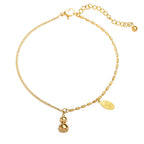 Fortune Jewel 18k Gold Plated Copper Lucky Gourd Design Wealth Buckle Anklet