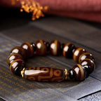Fortune Jewel Tibetan Natural Nine-Eye Dzi Bead Agate Wealth Blessings Bracelet