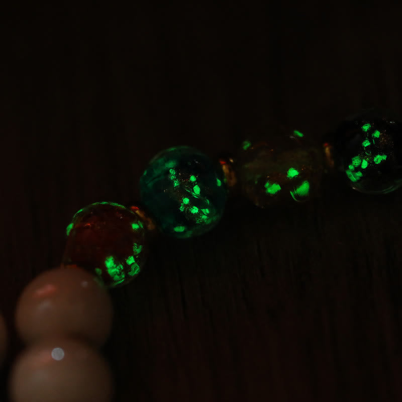 Fortune Jewel Tibetan Incense Ash Porcelain Luminous Fluorescent Liuli Glass Bead Gourd Copper Coin Charm Peace Bracelet