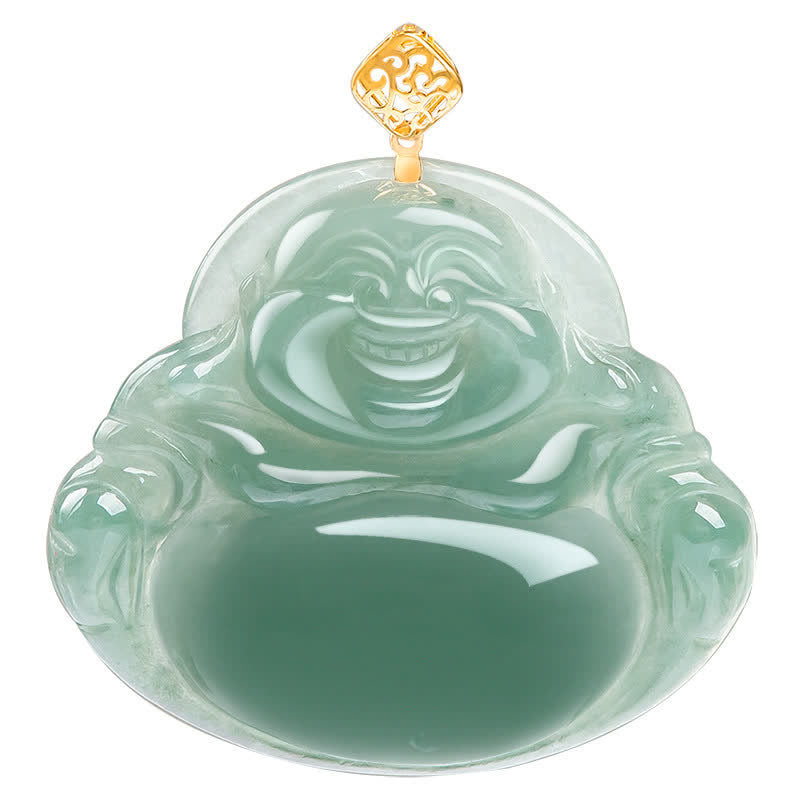 Fortune Jewel Laughing Buddha Natural Jade Prosperity Abundance Necklace Pendant Fortune Jewel