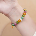 Fortune Jewel Colorful Tourmaline Chalcedony Positive Fu Character Charm Bracelet