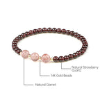 Fortune Jewel Natural Garnet Strawberry Quartz Calm Bracelet