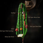 Fortune Jewel 108 Mala Beads Cyan Jade Red Agate Laughing Buddha Luck Bracelet Fortune Jewel
