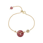 Fortune Jewel Strawberry Quartz Peace Buckle Coin Love Bracelet