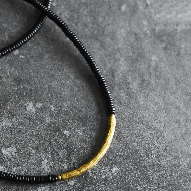 Fortune Jewel Ebony Wood Brass Copper Balance Multilayered Bracelet