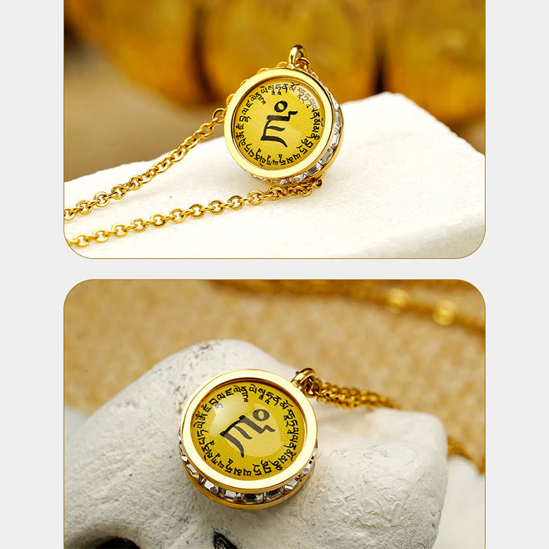 Fortune Jewel Tibetan Yellow God Of Wealth Green Tara Buddha Serenity Titanium Steel Necklace Pendant Fortune Jewel