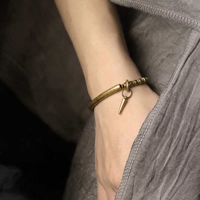 Fortune Jewel Lava Rock Stone Copper Balance Cuff Bracelet Bangle