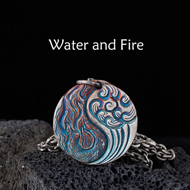Fortune Jewel 990 Sterling Silver Yin Yang Water and Fire Balance Necklace Pendant Fortune Jewel