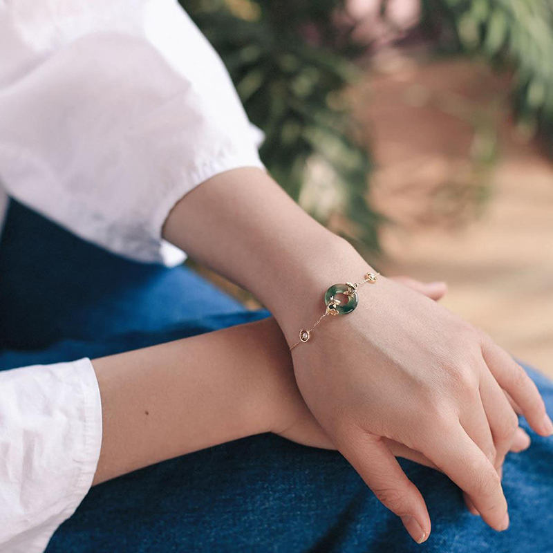 Fortune Jewel Cyan Jade Koi Fish Healing Harmony Bracelet
