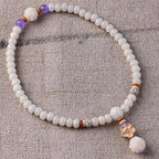 Fortune Jewel Tibetan White Jade Bodhi Lotus Blessing Bracelet Fortune Jewel