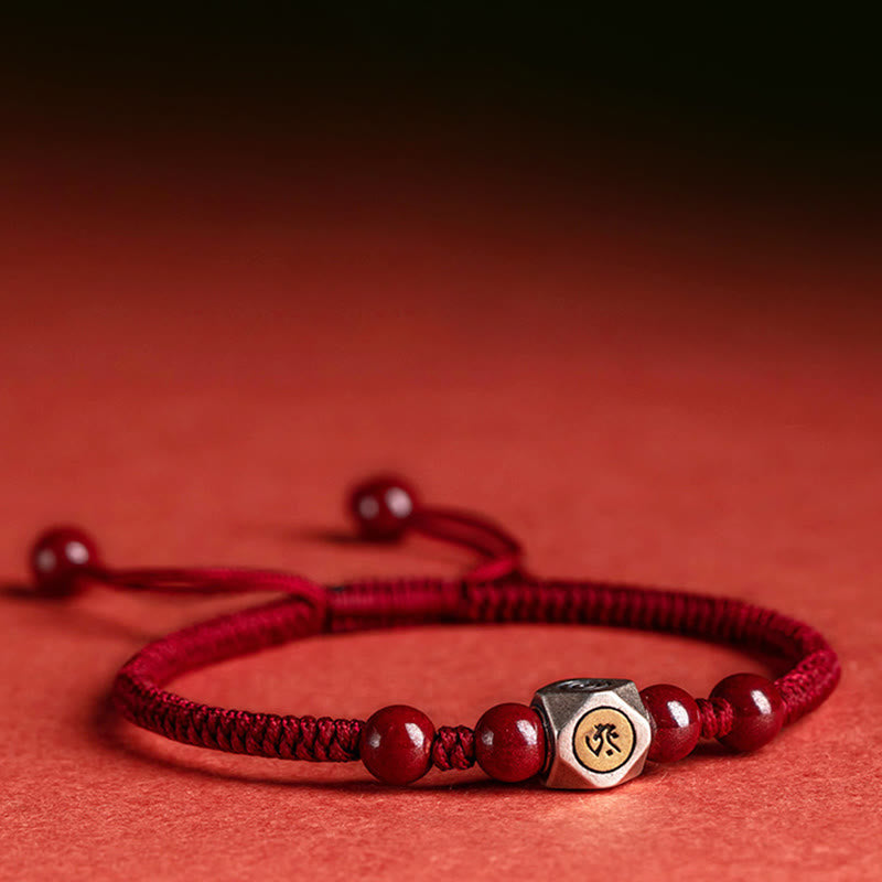 Fortune Jewel 925 Sterling Silver Chinese Zodiac Natal Buddha Cinnabar Calm Bracelet