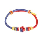 Fortune Jewel Two-Color Rope Handcrafted Eight Thread Peace Knot Luck Connection Bracelet