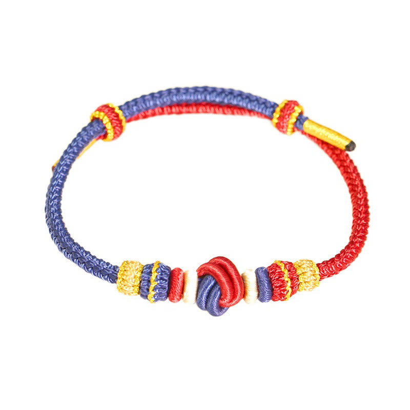 Fortune Jewel Two-Color Rope Handcrafted Eight Thread Peace Knot Luck Connection Bracelet