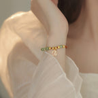 Fortune Jewel Jade Beads Fu Character Blessing Rope Bracelet
