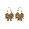 Fortune Jewel Tibetan Lotus Engraving Copper Blessing Drop Earrings